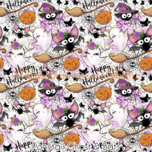 Ponytail Ghosts & Bats Cotton Lycra