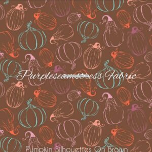 Pumpkin Silhouettes On Brown Cotton Lycra