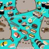 Pusheen Loves Sushi Cotton Lycra