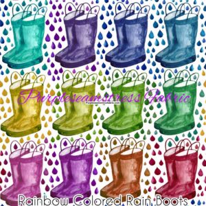 Rainbow Colored Rainboots Cotton Lycra