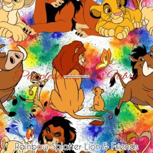 Rainbow Splatter Lion & Friends Cotton Lycra