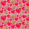 Raspberry  Gold Glitter Hearts Valentines Day Cotton Lycra