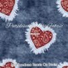 Red Bandana Hearts On Denim Cotton Lycra