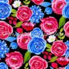 Red  Blue Iced Roses Cotton Lycra
