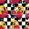 Red Cozy Coupe On Checks Cotton Lycra