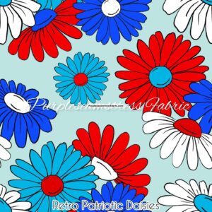Retro Patriotic Daisies Cotton Lycra