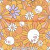 Retro Skull Daisies Cotton Lycra