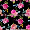 Rose Nosegays On Black Cotton Lycra