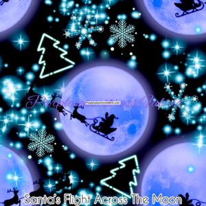 Santa's Flight Across the Moon Cotton Lycra