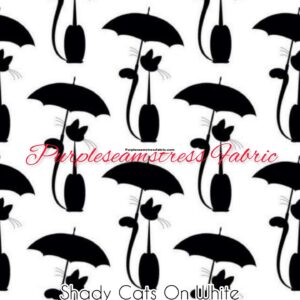 Shady Cats On White Cotton Lycra