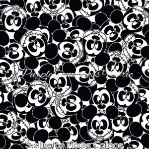 Skellington Mouse Collage Cotton Lycra