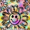 Sketched Smiley Daisies Cotton Lycra
