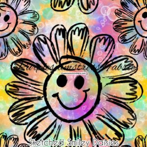 Sketched Smiley Daisies Cotton Lycra