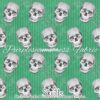 Skulls & Faded Damask on Green Stripes Cotton Lycra