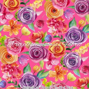 Splash Of Floral On Hot Pink Cotton Lycra