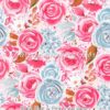 Slate Blue & Pink Iced Roses Cotton Lycra