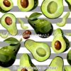 Sliced Avocados On Stripes Cotton Lycra