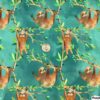 Sloths on Watercolor Sage Cotton Lycra