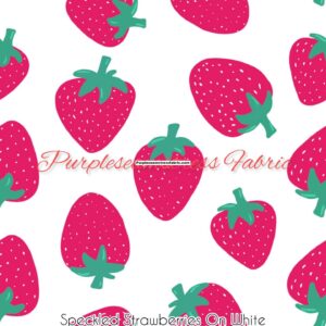 Speckled Strawberries On White Cotton Lycra