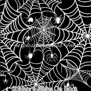 Spiders & Webs on Black Cotton Lycra