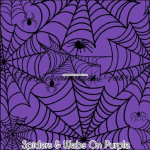 Spiders & Webs on Purple Cotton Lycra