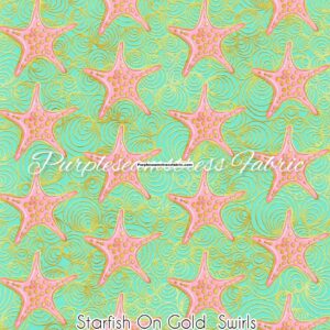 Starfish On Gold Swirls Cotton Lycra
