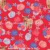 Starry Floral Highland Girls On Red Cotton Lycra