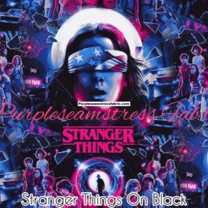 Stranger Things On Black Cotton Lycra