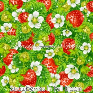 Strawberries In Full Bloom Cotton Lycra