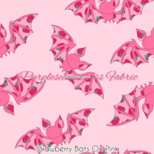 Strawberry Bats On Pink Cotton Lycra