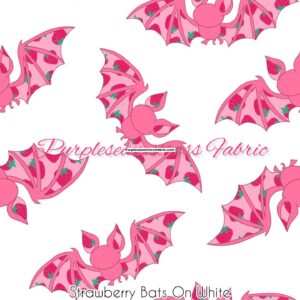 Strawberry Bats On White Cotton Lycra