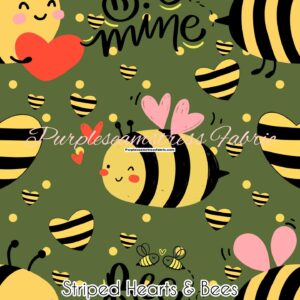 Striped Hearts & Bees Cotton Lycra