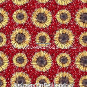 Sunflowers On Red Bandana Cotton Lycra