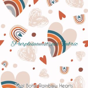 Teal Boho Rainbow Hearts Cotton Lycra