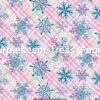 Teal Snowflakes on Pink/White Plaid Cotton Lycra