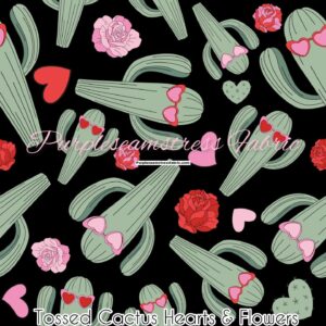 Tossed Cactus Hearts & Flowers Cotton Lycra