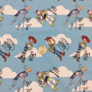 Toy Signature on Light Blue Cotton Lycra