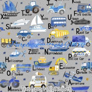 Transport Alphabet Cotton Lycra