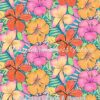 Tri-Colored Hibiscus & Plumerias Cotton Lycra