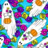 Trick O Treat Ghost Floral Cotton Lycra