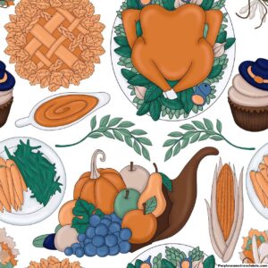 Turkey Day Feast Cotton Lycra