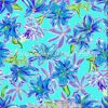 Turquoise & Lilac Lilies Cotton Lycra