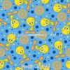Tweety and dots on blue Cotton Lycra