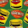 Vegemite Jars On Green Cotton Lycra