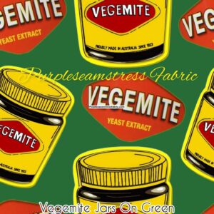 Vegemite Jars On Green Cotton Lycra