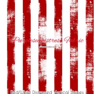 Vertical Red/White Distressed Stripes Cotton Lycra