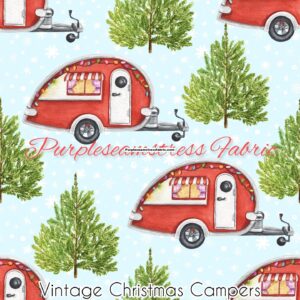 Vintage Christmas Campers Cotton Lycra