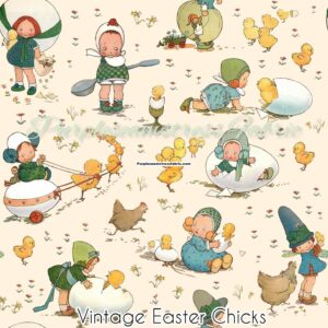 Vintage Easter Chicks Cotton Lycra