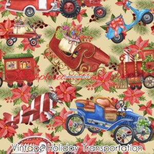 Vintage Holiday Transportation Cotton Lycra