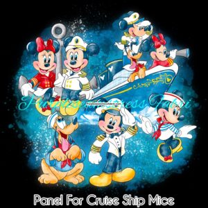 Watercolor Cruise Ship Mice Cotton Lycra